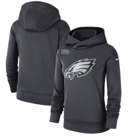 Wholesale Cheap NFL Women\'s Philadelphia Eagles Nike Anthracite Crucial Catch Performance Pullover Hoodie