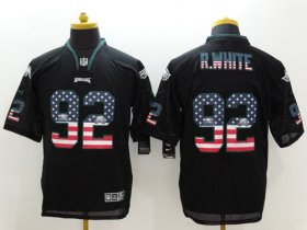 Wholesale Cheap Nike Eagles #92 Reggie White Black Men\'s Stitched NFL Elite USA Flag Fashion Jersey