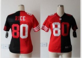 Wholesale Cheap Nike 49ers #80 Jerry Rice Black/Red Women\'s Stitched NFL Elite Split Jersey