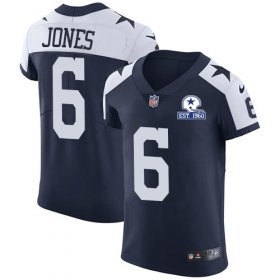 Wholesale Cheap Nike Cowboys #6 Chris Jones Navy Blue Thanksgiving Men\'s Stitched With Established In 1960 Patch NFL Vapor Untouchable Throwback Elite Jersey