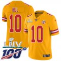 Wholesale Cheap Nike Chiefs #10 Tyreek Hill Gold Super Bowl LIV 2020 Men's Stitched NFL Limited Inverted Legend 100th Season Jersey