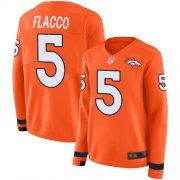 Wholesale Cheap Nike Broncos #5 Joe Flacco Orange Team Color Women's Stitched NFL Limited Therma Long Sleeve Jersey