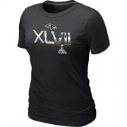 Wholesale Cheap Women's Baltimore Ravens 2012 Super Bowl XLVII On Our Way T-Shirt Black