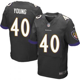 Wholesale Cheap Nike Ravens #40 Kenny Young Black Alternate Men\'s Stitched NFL New Elite Jersey