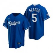 Wholesale Cheap Los Angeles Dodgers #5 Corey Seager Royal 2020 World Series Champions MVP Replica Jersey
