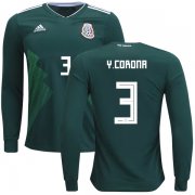 Wholesale Cheap Mexico #3 Y.Corona Home Long Sleeves Kid Soccer Country Jersey
