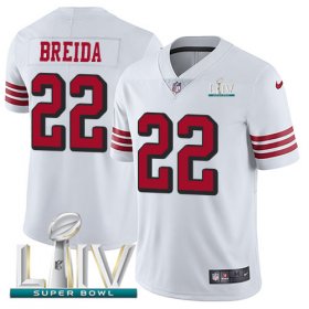 Wholesale Cheap Nike 49ers #22 Matt Breida White Super Bowl LIV 2020 Rush Youth Stitched NFL Vapor Untouchable Limited Jersey