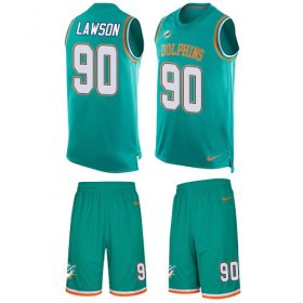 Wholesale Cheap Nike Dolphins #90 Shaq Lawson Aqua Green Team Color Men\'s Stitched NFL Limited Tank Top Suit Jersey