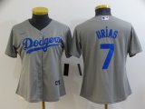 Wholesale Cheap Women's Los Angeles Dodgers #7 Julio Urias Grey Stitched MLB Cool Base Nike Jersey