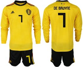 Wholesale Cheap Belgium #7 De Bruyne Away Long Sleeves Soccer Country Jersey