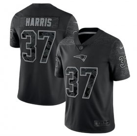 Wholesale Cheap Men\'s New England Patriots #37 Damien Harris Black Reflective Limited Stitched Football Jersey