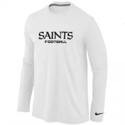 Wholesale Cheap Nike New Orleans Saints Authentic Font Long Sleeve T-Shirt White