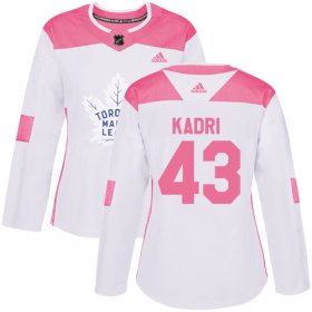 Wholesale Cheap Adidas Maple Leafs #43 Nazem Kadri White/Pink Authentic Fashion Women\'s Stitched NHL Jersey