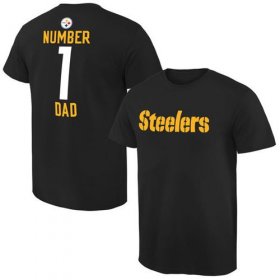 Wholesale Cheap Men\'s Pittsburgh Steelers Pro Line College Number 1 Dad T-Shirt Black