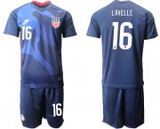 Wholesale Cheap Men 2020-2021 Season National team United States away blue 16 Soccer Jersey
