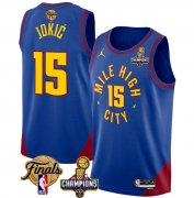 Wholesale Cheap Men's Denver Nuggets #15 Nikola Jokic Blue 2023 Nuggets Champions Patch And Finals Patch Statemenr Edition Stitched Basketball Jersey