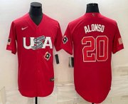 Cheap Men's USA Baseball #20 Pete Alonso 2023 Red World Classic Stitched Jerseys