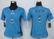 Wholesale Cheap Nike Panthers #1 Cam Newton Blue Alternate Women's Stitched NFL Elite Strobe Jersey