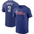 Wholesale Cheap Philadelphia Phillies #3 Bryce Harper Nike Name & Number T-Shirt Royal