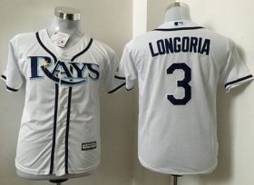 Wholesale Cheap Rays #3 Evan Longoria White Cool Base Stitched Youth MLB Jersey
