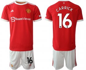 Wholesale Cheap Men 2021-2022 Club Manchester United home red 16 Adidas Soccer Jersey