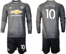 Wholesale Cheap Men 2020-2021 club Manchester united away long sleeve 10 black Soccer Jerseys1