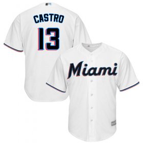 Wholesale Cheap Marlins #13 Starlin Castro White Cool Base Stitched Youth MLB Jersey