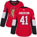 Wholesale Cheap Adidas Senators #41 Craig Anderson Red Home Authentic Women's Stitched NHL Jersey