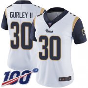 Wholesale Cheap Nike Rams #30 Todd Gurley II White Women's Stitched NFL 100th Season Vapor Limited Jersey