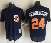 Wholesale Cheap Mitchell And Ness 1996 Padres #24 Rickey Henderson Navy Blue Throwback Stitched MLB Jersey