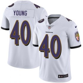 Wholesale Cheap Nike Ravens #40 Kenny Young White Men\'s Stitched NFL Vapor Untouchable Limited Jersey