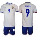 Cheap Men's France #9 Olivier Giroud White 2024-25 Away Soccer Jersey Suit