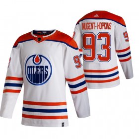 Wholesale Cheap Edmonton Oilers #93 Ryan Nugent-Hopkins White Men\'s Adidas 2020-21 Reverse Retro Alternate NHL Jersey