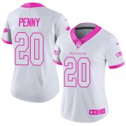 Wholesale Cheap Nike Seahawks #20 Rashaad Penny White/Pink Women's Stitched NFL Limited Rush Fashion Jersey