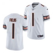 Wholesale Cheap Women's White Chicago Bears #1 Justin Fields 2021 NFL Draft Vapor untouchable Limited Stitched Jersey