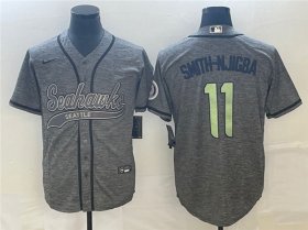 Wholesale Cheap Men\'s Seattle Seahawks #11 Jaxon Smith-Njigba Gray With Patch Cool Base Stitched Baseball Jersey1