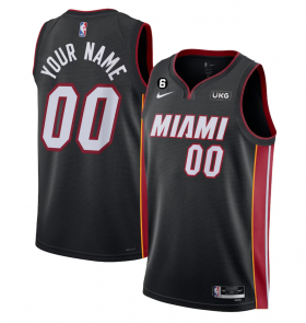 Wholesale Cheap Men\'s Miami Heat Customized Black Icon Edition With NO.6 Patch Stitched Basketball Jersey