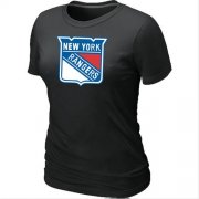 Wholesale Cheap Women's New York Rangers Big & Tall Logo Black NHL T-Shirt