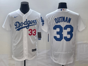 Wholesale Cheap Men\'s Los Angeles Dodgers #33 James Outman White Flex Base Stitched Jersey