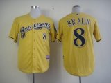 Wholesale Cheap Brewers #8 Ryan Braun Yellow Alternate Cool Base Stitched MLB Jersey
