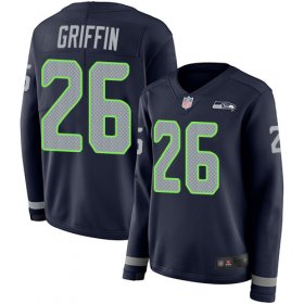Wholesale Cheap Nike Seahawks #26 Shaquem Griffin Steel Blue Team Color Women\'s Stitched NFL Limited Therma Long Sleeve Jersey