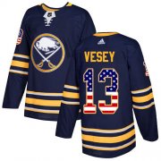 Wholesale Cheap Adidas Sabres #13 Jimmy Vesey Navy Blue Home Authentic USA Flag Stitched NHL Jersey