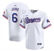 Men's Texas Rangers #6 Josh Jung White 2023 World Series Champions Stitched Baseball Jersey