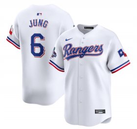 Men\'s Texas Rangers #6 Josh Jung White 2023 World Series Champions Stitched Baseball Jersey