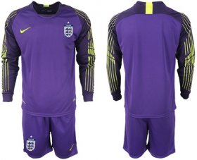 Wholesale Cheap England Blank Purple Goalkeeper Long Sleeves Soccer Country Jersey