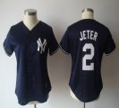 Wholesale Cheap Yankees #2 Derek Jeter Navy Blue Women's Fashion Stitched MLB Jersey