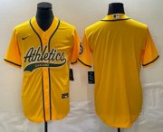 Wholesale Cheap Men's Oakland Athletics Blank Yellow Cool Base Stitched Baseball Jersey