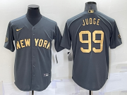 Wholesale Cheap Men's New York Yankees #99 Aaron Judge 2022 All-Star Grey Gold Flex Base Stitched Baseball Jerseys