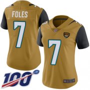 Wholesale Cheap Nike Jaguars #7 Nick Foles Gold Women's Stitched NFL Limited Rush 100th Season Jersey