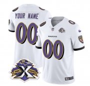 Wholesale Cheap Men's Baltimore Ravens Active Player Custom White 2023 F.U.S.E With Patch Throwback Vapor Limited Stitched Jersey